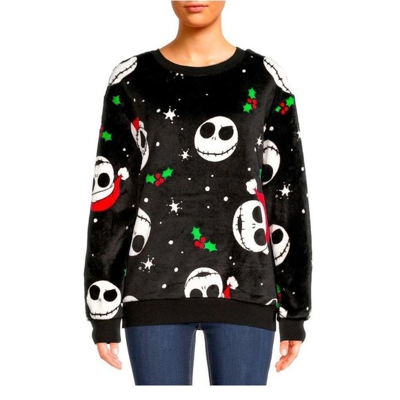 Disney Sweaters - The Nightmare Before Christmas Holly Jack Plush Pullover Sweater